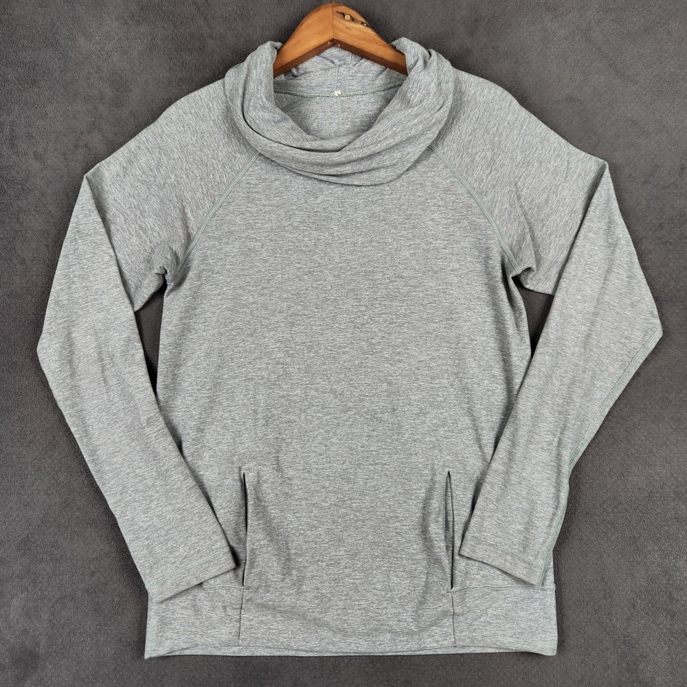 Lululemon Make A Move Long Sleeve Pullover Womens 6 Heathered Gray Funnel Neck